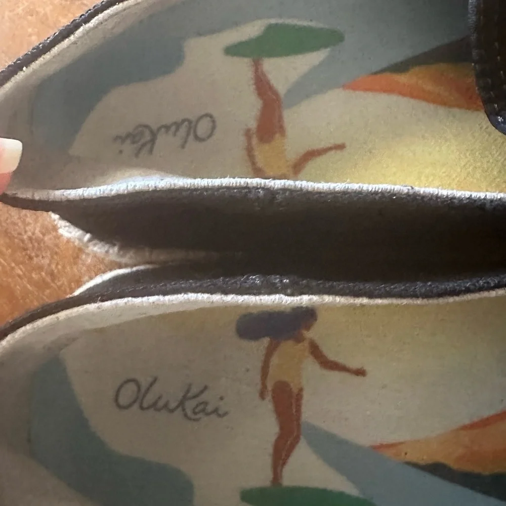 OluKai  KAULA PA'Α ΚΑΡΑ black canvas espadrille slip on shoes ladies size 9‎